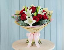 Букет цветов из:  Лилии и Розы в Полянах Рязанская область