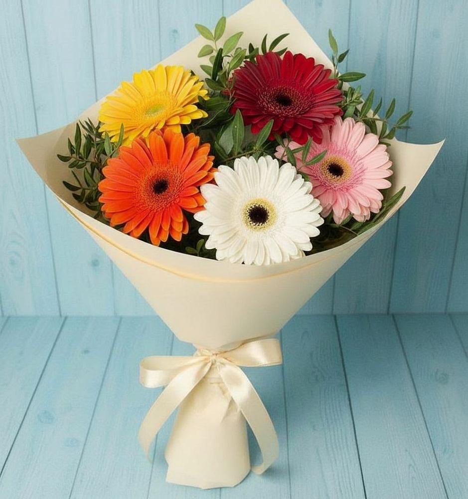 Букет цветов из: Герберы в Полянах Рязанская область
