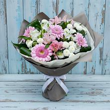 Букет цветов из:  Герберы, Альстромерии и Хризантемы в Полянах Рязанская область