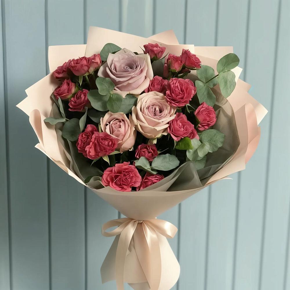 Букет цветов из: Гвоздики и Розы в Полянах Рязанская область
