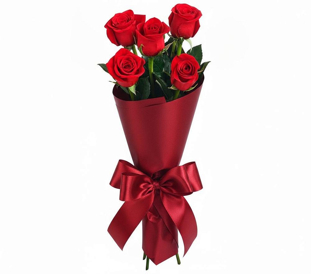 Букет 5 Красных роз Эдлесс Лав в Полянах Рязанская область