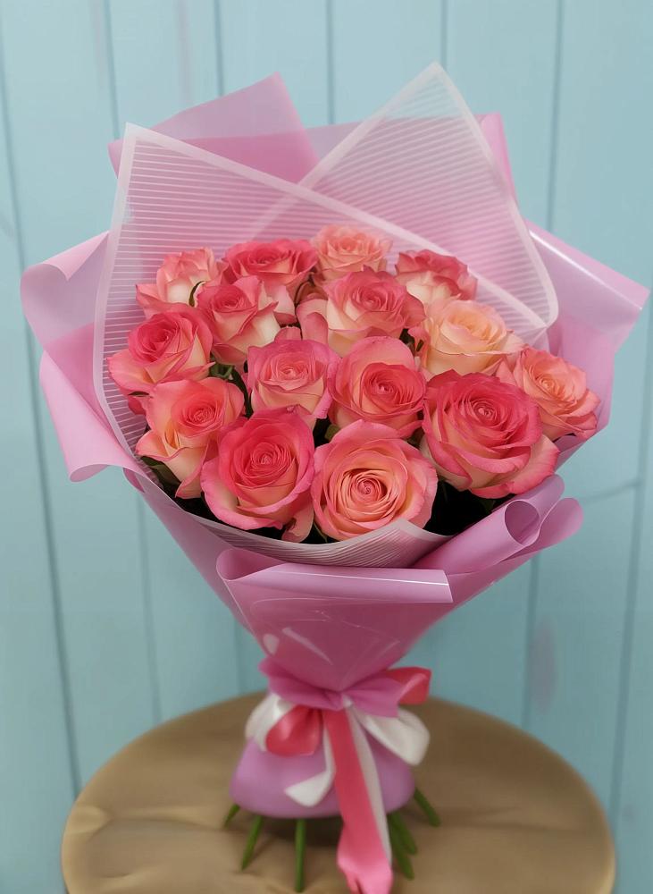 Букет 15 Розовых роз Равель в Полянах Рязанская область