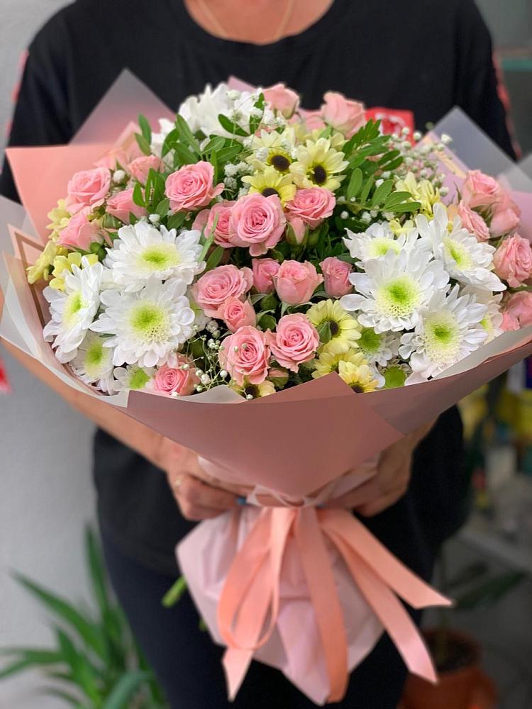 Букет цветов из: Розы и Хризантемы в Полянах Рязанская область