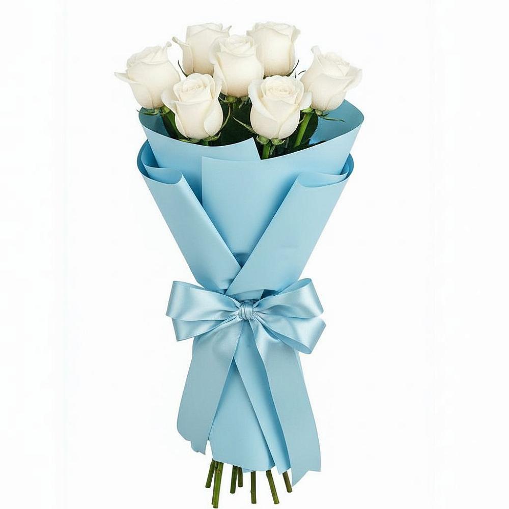 Букет 7 белых роз Проуд в Полянах Рязанская область