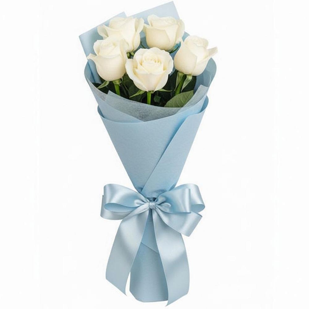 Букет 5 Белых роз Проуд в Полянах Рязанская область
