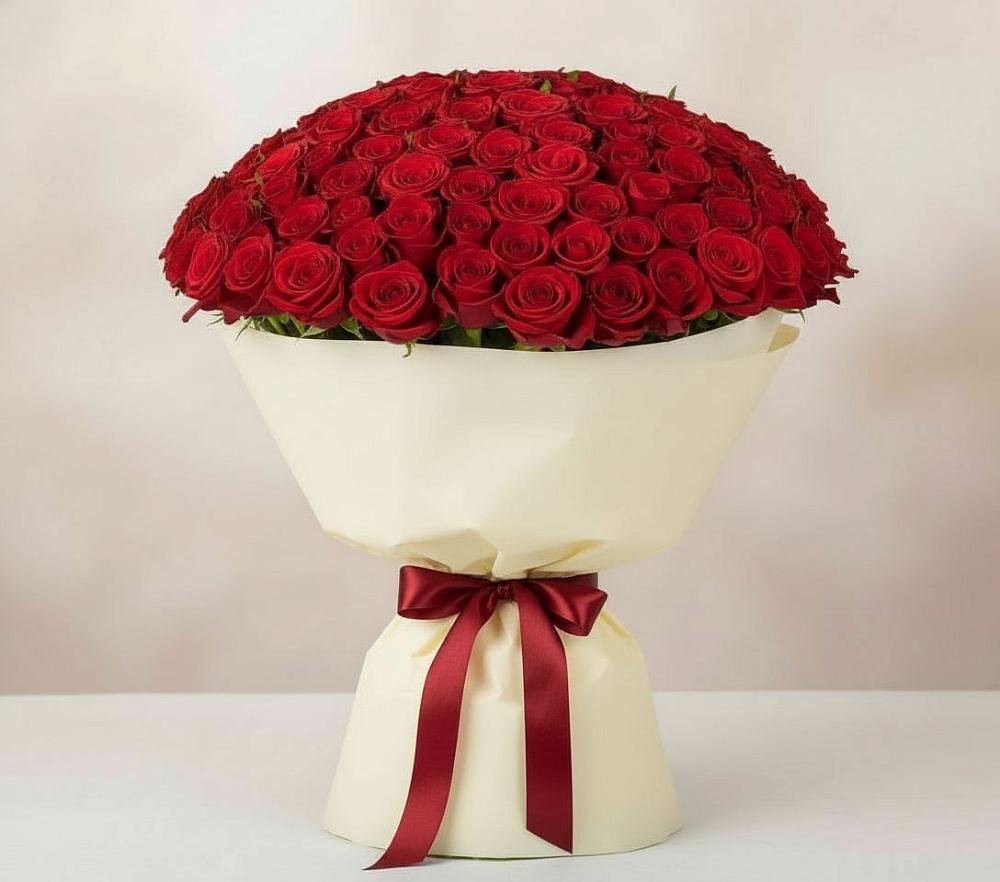 Букет 101 Красная роза Милано в Полянах Рязанская область