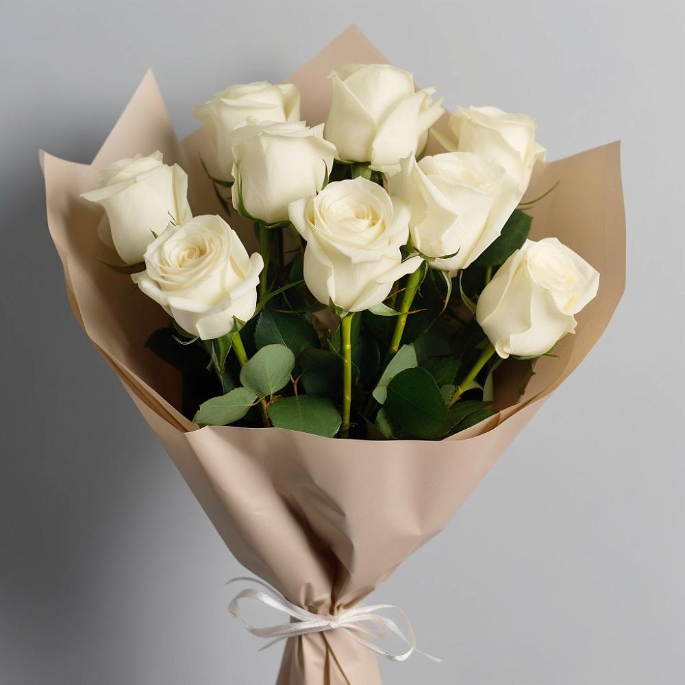 Букет 9 Белых роз Эдлесс Лав в Полянах Рязанская область