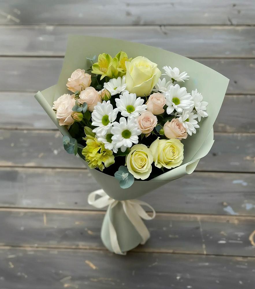 Букет цветов из: Альстромерии, Розы и Хризантемы в Полянах Рязанская область