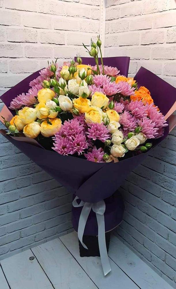 Букет цветов из: Хризантемы и Розы в Полянах Рязанская область