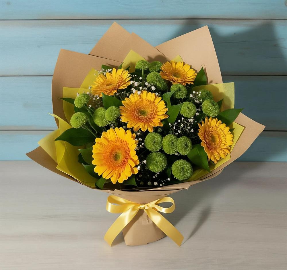 Букет цветов из: Герберы и Хризантемы в Полянах Рязанская область