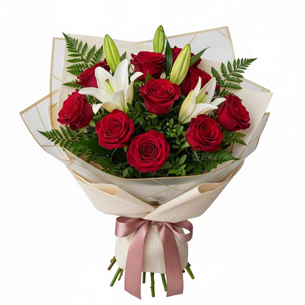 Букет цветов из: Лилии и Розы в Полянах Рязанская область