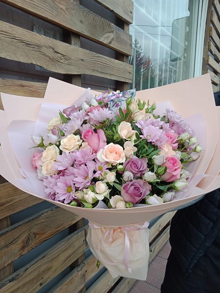 Букет цветов из: Розы и Хризантемы в Полянах Рязанская область