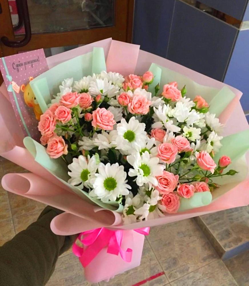 Букет цветов из: Розы и Хризантемы в Полянах Рязанская область