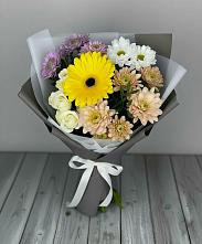 Букет цветов из:  Розы, Герберы и Хризантемы в Полянах Рязанская область