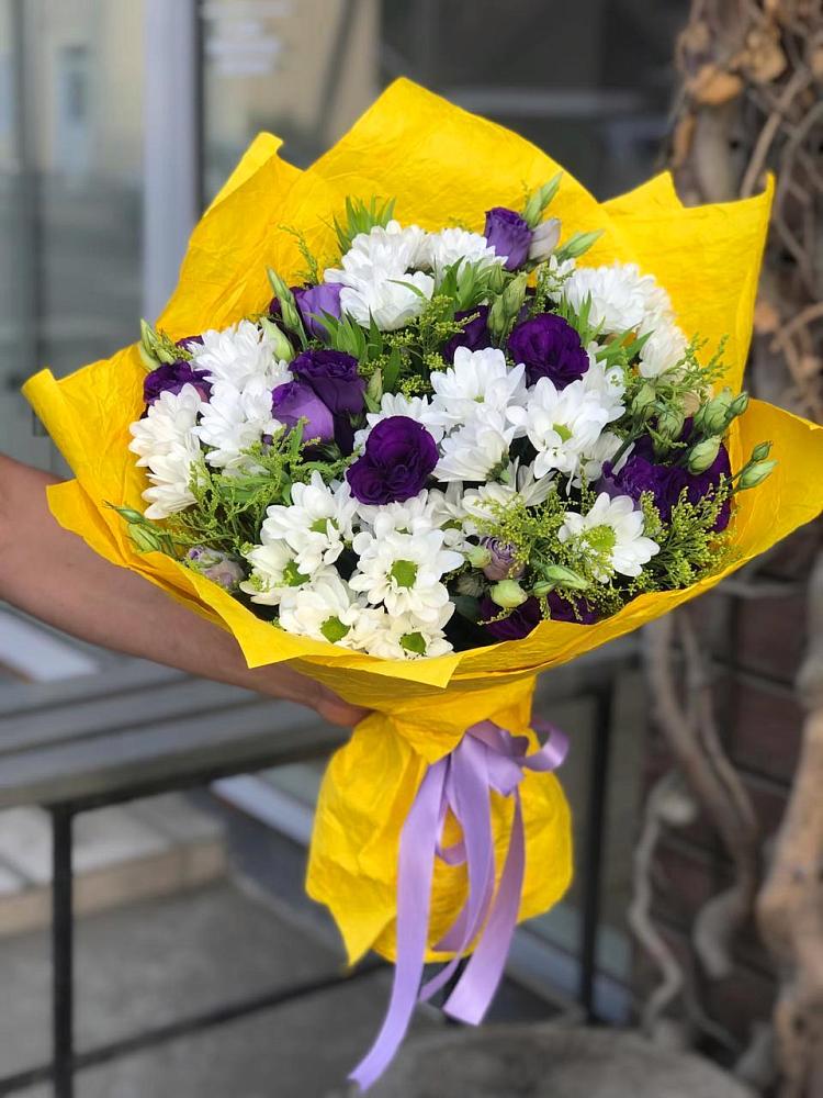 Букет цветов из: Ирисы, Хризантемы и Ромашки в Полянах Рязанская область