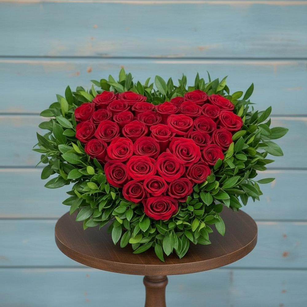 Цветочная композиция из Розы в виде сердца в Полянах Рязанская область