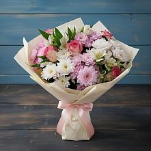 Букет цветов из:  Хризантемы, Альстромерии и Розы в Полянах Рязанская область