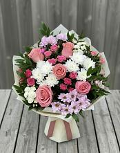 Букет цветов из:  Альстромерии, Гвоздики, Розы и Хризантемы #REPLACE_PRED# Полянах Рязанская область