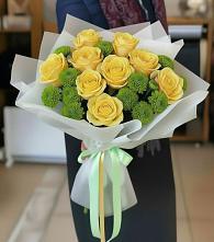 Букет цветов из:  Хризантемы и Розы в Полянах Рязанская область