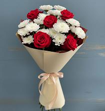 Букет цветов из:  Розы и Хризантемы в Полянах Рязанская область