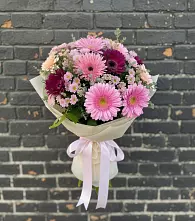 Букет цветов из:  Герберы и Хризантемы в Полянах Рязанская область