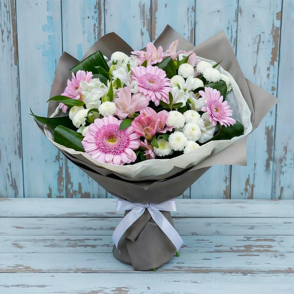 Букет цветов из: Герберы, Альстромерии и Хризантемы в Полянах Рязанская область