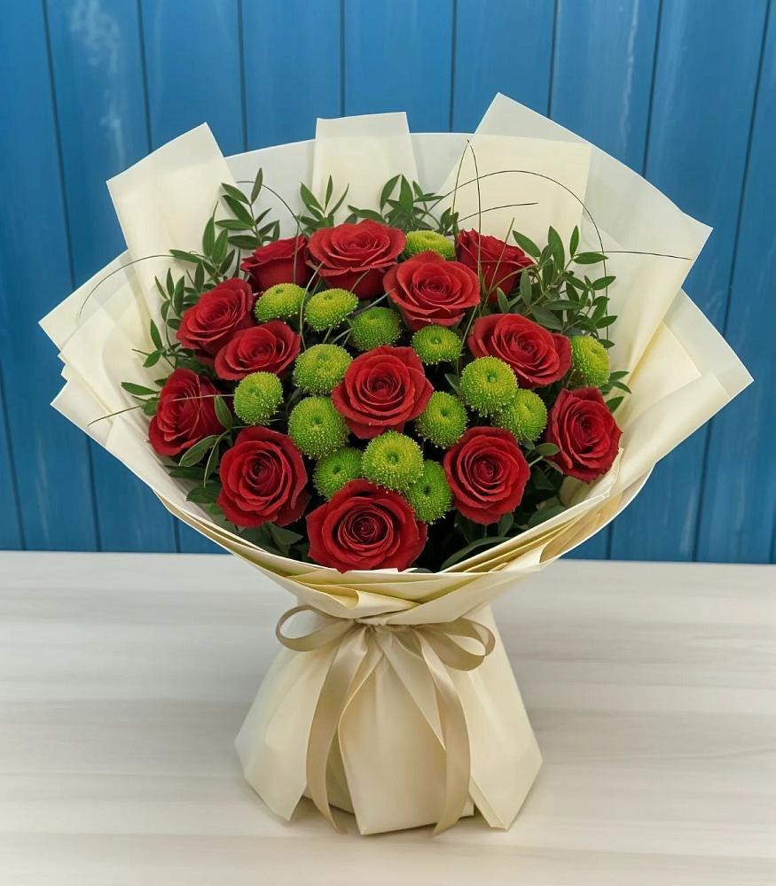 Букет цветов из: Розы и Хризантемы в Полянах Рязанская область