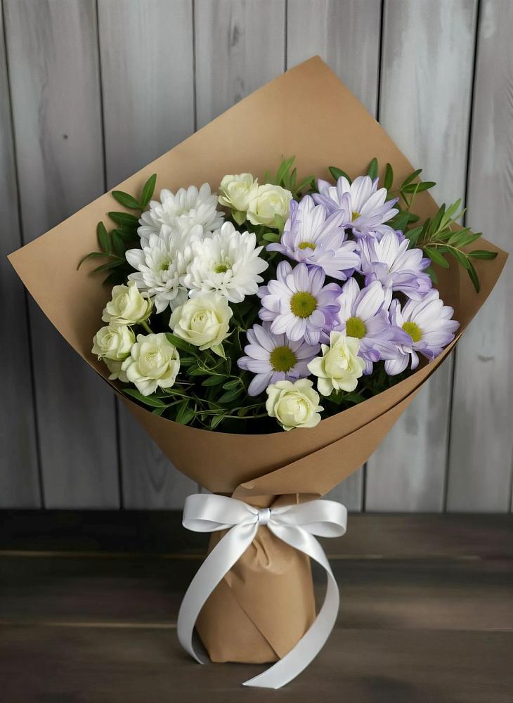 Букет цветов из: Хризантемы и Розы в Полянах Рязанская область